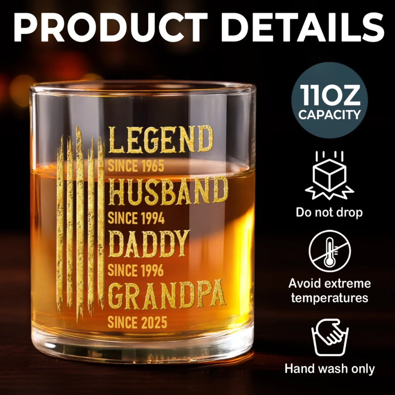 Custom Whiskey Glass - Personalized Birthday Gifts For Dad, Grandpa, Husband - Made Of Strong Stuff