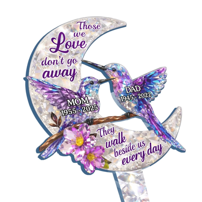 Custom Stain Glass Style Acrylic Garden Stake - Personalized Memorial Sympathy Gifts For Loss Of Mom, Dad - Loved And Missed Always