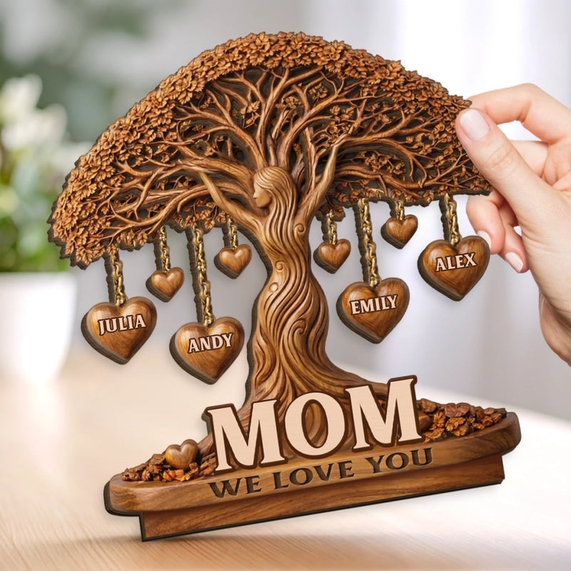 Custom 2-Layered Wooden Plaque - Personalized Mother's Day Birthday Gifts For Mom, Grandma - Love That Branches Forever