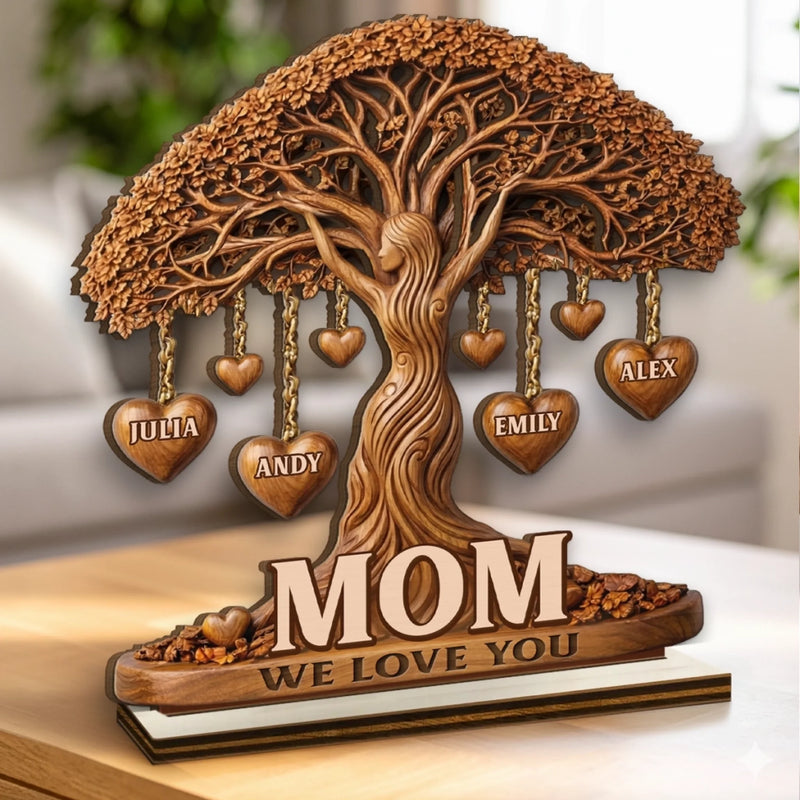 Custom 2-Layered Wooden Plaque - Personalized Mother's Day Birthday Gifts For Mom, Grandma - Love That Branches Forever