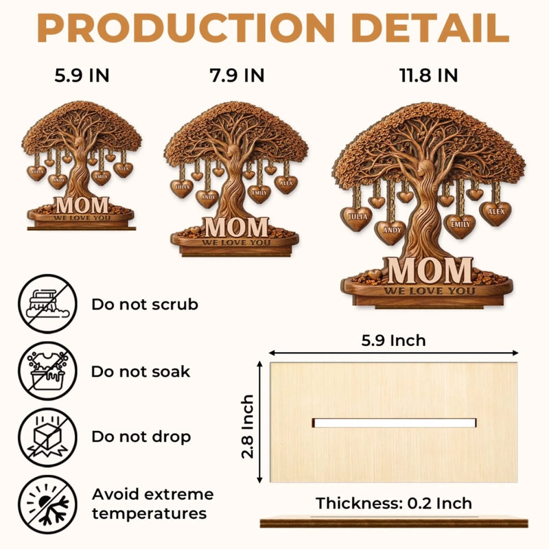 Custom 2-Layered Wooden Plaque - Personalized Mother's Day Birthday Gifts For Mom, Grandma - Love That Branches Forever