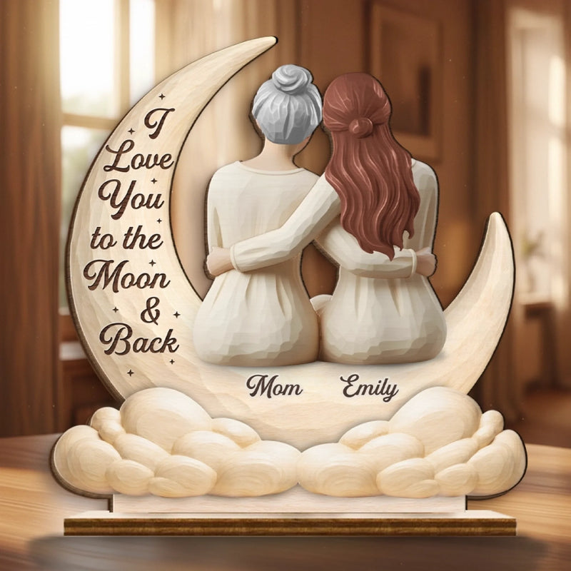 Custom 2-Layered Wooden Plaque - Personalized Mother's Day Birthday Gifts For Mom, Grandma - Always Loved, Always Held