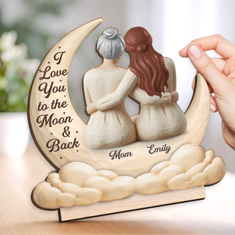 Custom 2-Layered Wooden Plaque - Personalized Mother's Day Birthday Gifts For Mom, Grandma - Always Loved, Always Held