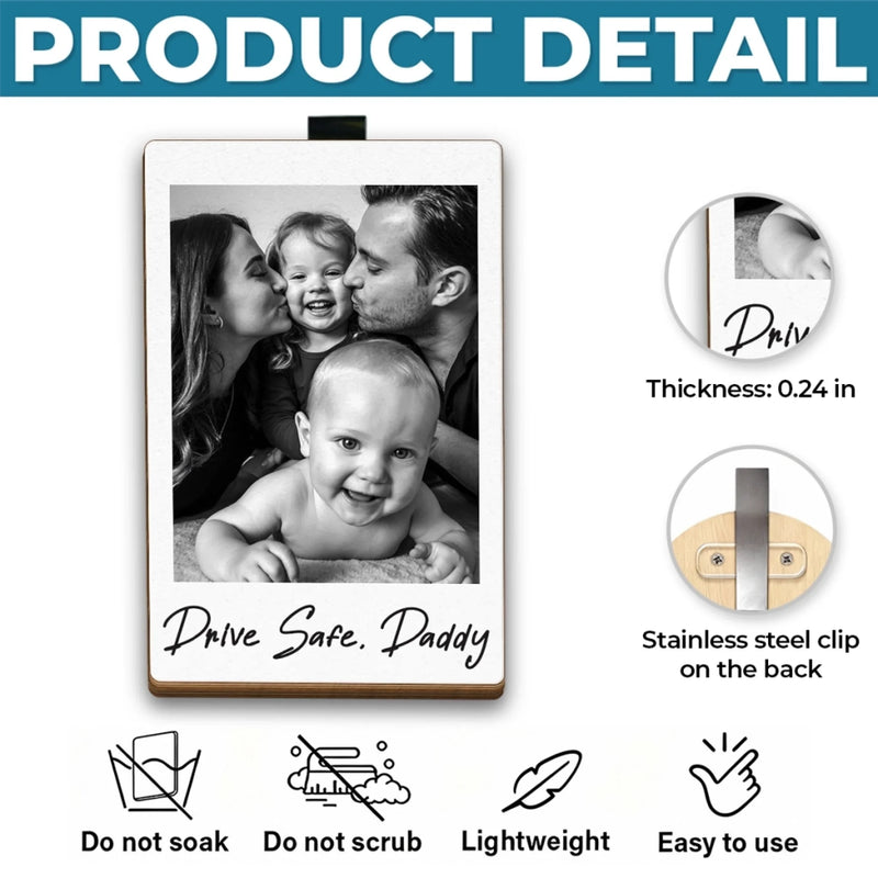 Custom Photo Car Visor Clip - Personalized Father's Day Birthday Gifts For Mom, Dad, Brother, Sister, Kids - Love You More