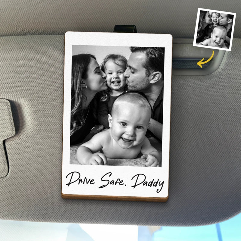 Custom Photo Car Visor Clip - Personalized Father's Day Birthday Gifts For Mom, Dad, Brother, Sister, Kids - Love You More