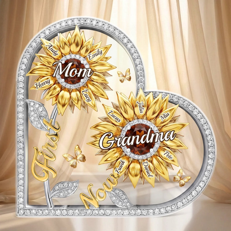 Custom Sunflower Acrylic Plaque - Personalized Mother's Day Birthday Gifts For Mom, Grandma - Forever Our Sunshine