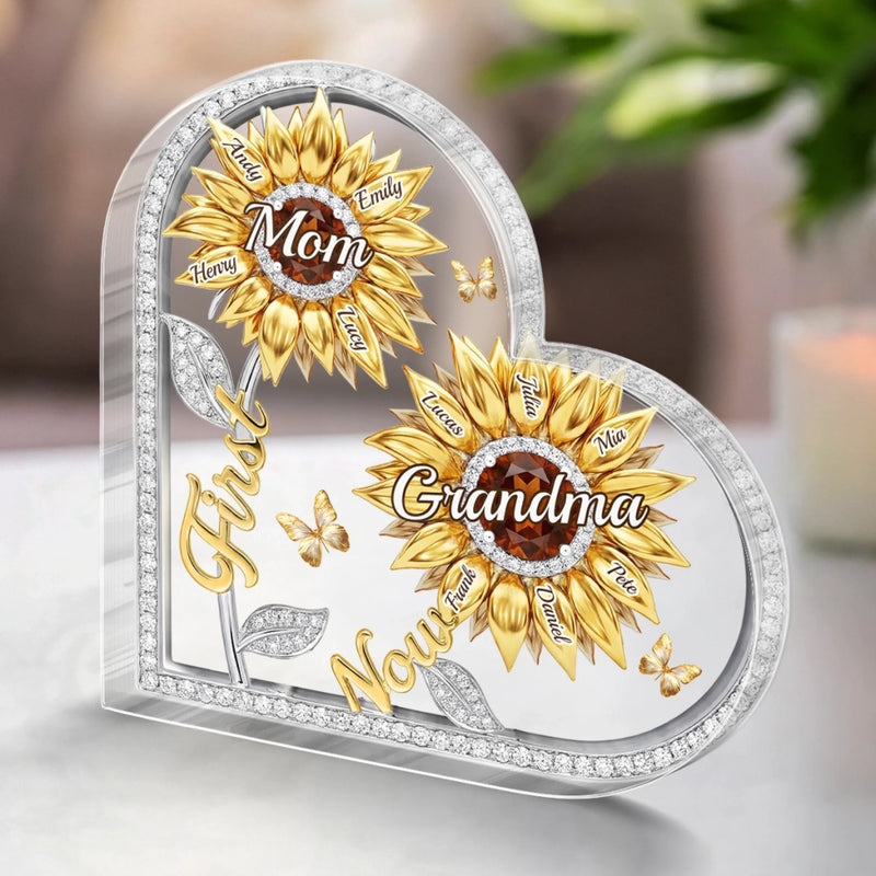 Custom Sunflower Acrylic Plaque - Personalized Mother's Day Birthday Gifts For Mom, Grandma - Forever Our Sunshine