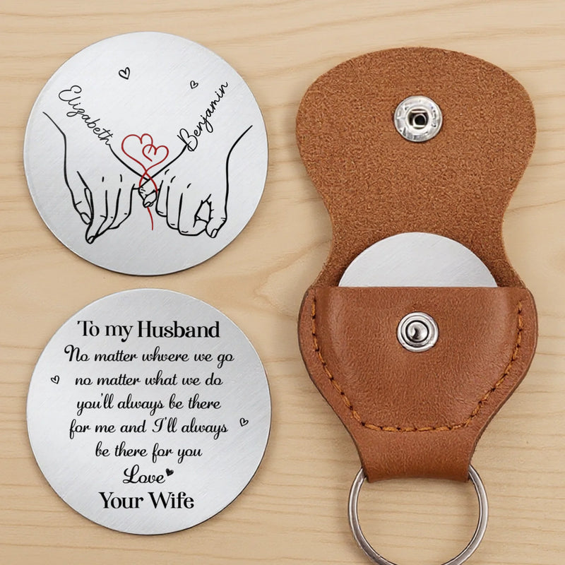 Custom Pocket Hug - Personalized Anniversary Wedding Gifts For Husband And Wife, Him And Her - Love Feels Steady With You