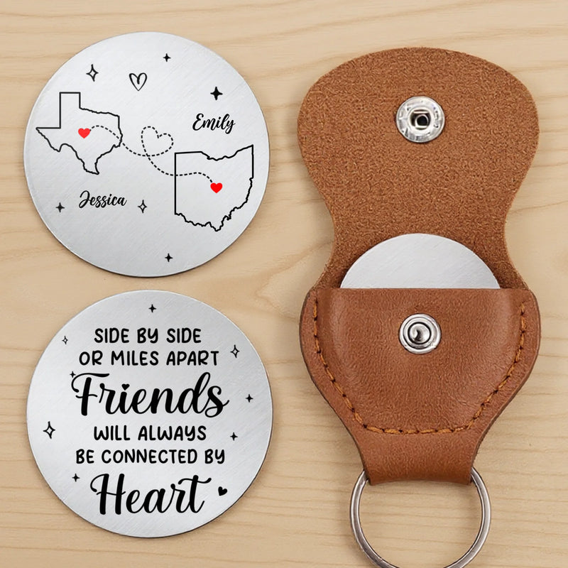 Custom Long Distance Pocket Hug - Personalized Best Friend Birthday Gifts For Women, Besties, Sisters, BFF - Miles Apart Still Connected By Heart