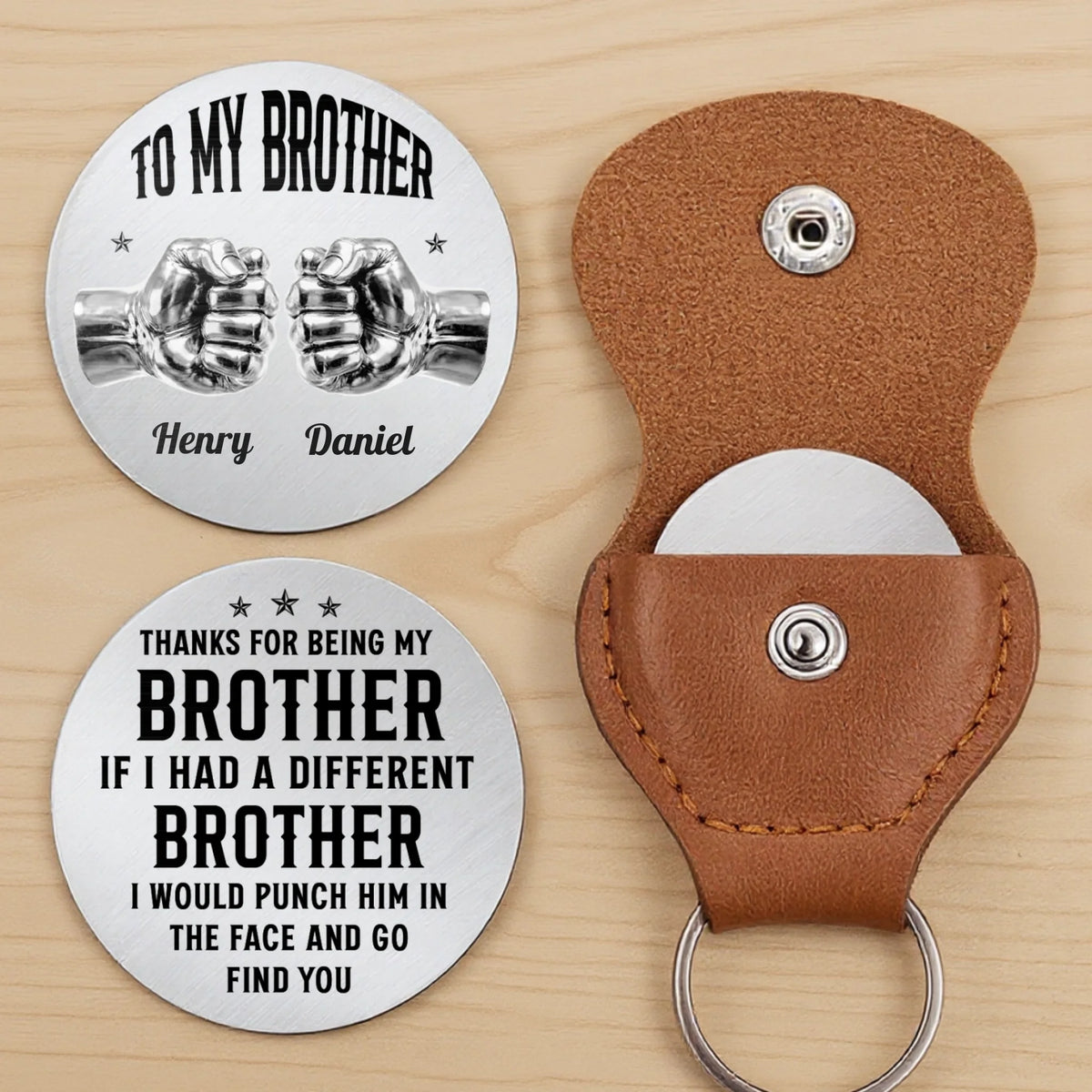 Custom Pocket Hug - Personalized Birthday Gifts For Brother - Side By Side Since Childhood