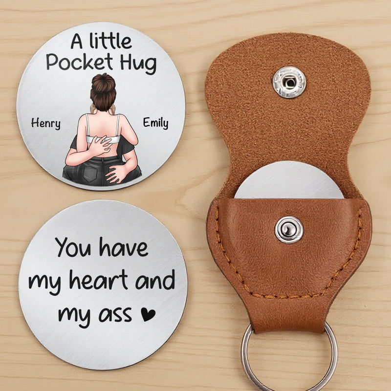 Custom Pocket Hug - Personalized Anniversary Wedding Gifts For Husband And Wife, Him And Her - A Hug For You