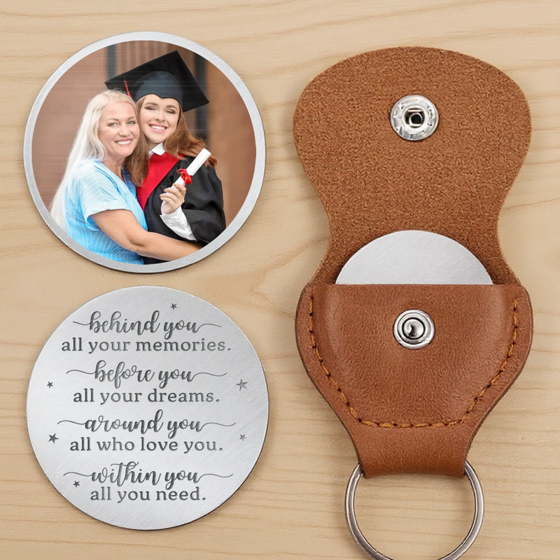 Custom Photo Caps Off To Your Journey - Family Personalized Custom Pocket Hug - Graduation Gift For Family Members, Siblings, Brothers, Sisters