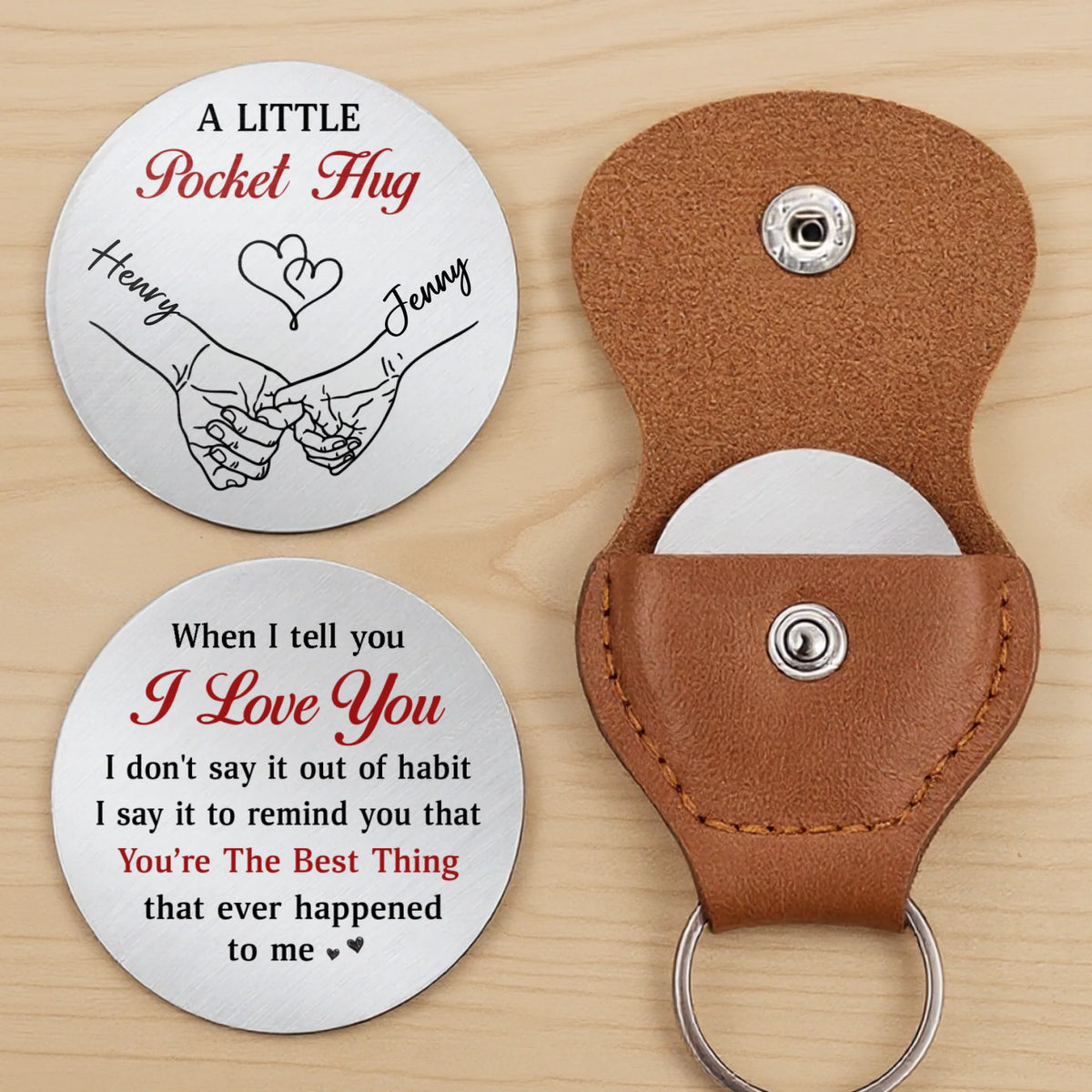 Custom Pocket Hug - Personalized Anniversary Wedding Gifts For Husband And Wife, Him And Her - Our Love Stays True