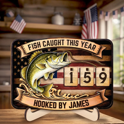 Custom Wooden Tracker Sign - Personalized Birthday Fishing Gifts For Fisherman - Best Fishing Day