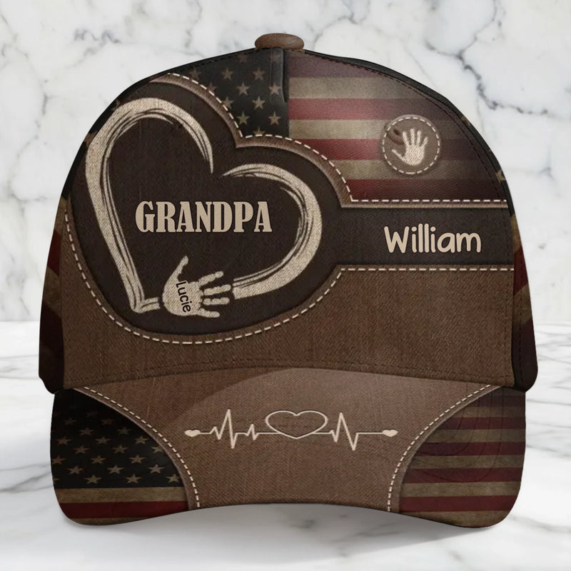 Custom Hat, All Over Print Classic Cap - Personalized Birthday Gifts For Dad, Grandpa - Dad Strength Leads Us