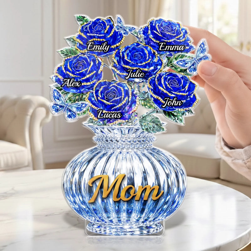 Custom Acrylic Plaque - Personalized Mother's Day Birthday Gifts For Mom, Grandma - Love Shines In Blue
