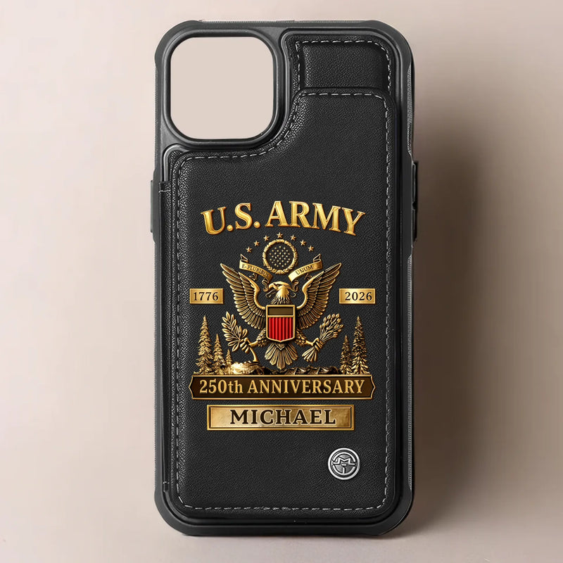 Custom Leather Flip Wallet Phone Case - Personalized America 250th Anniversary Gifts For Women, Men - United We Stand