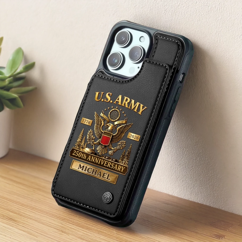 Custom Leather Flip Wallet Phone Case - Personalized America 250th Anniversary Gifts For Women, Men - United We Stand