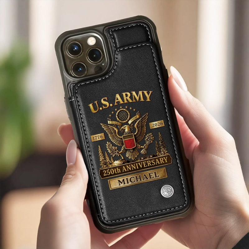 Custom Leather Flip Wallet Phone Case - Personalized America 250th Anniversary Gifts For Women, Men - United We Stand