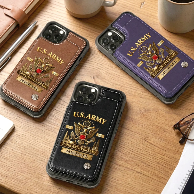 Custom Leather Flip Wallet Phone Case - Personalized America 250th Anniversary Gifts For Women, Men - United We Stand