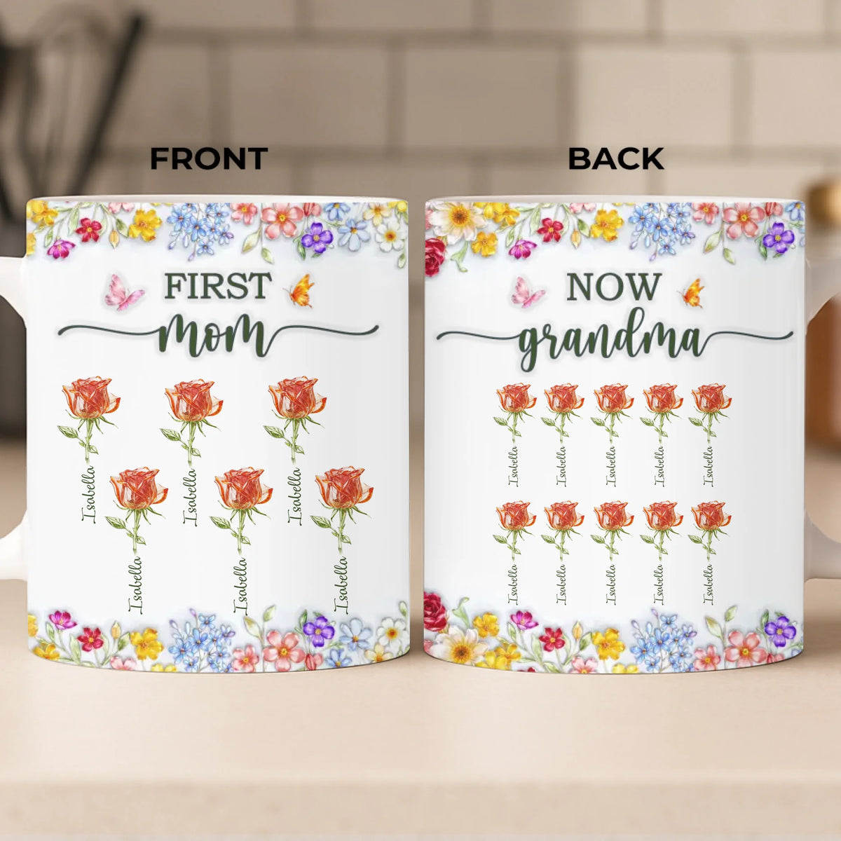 Custom Mug - Personalized Mother's Day Birthday Gifts For Mom, Grandma - A Lifetime Of Love In Bloom