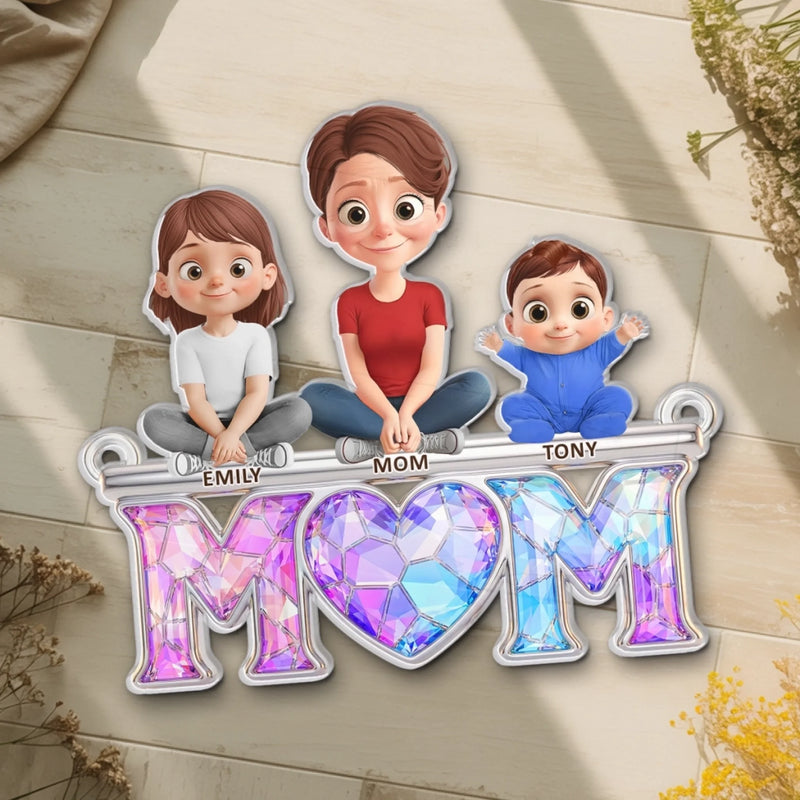 Custom Window Hanging Suncatcher Ornament - Personalized Mother's Day Birthday Gifts For Mom, Grandma - Mom Holds It All Together