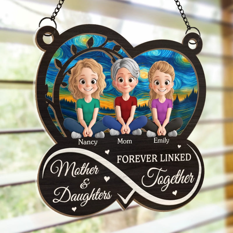 Custom Window Hanging Suncatcher Ornament - Personalized Mother's Day Birthday Gifts For Mom, Grandma - Always Mother And Daughters