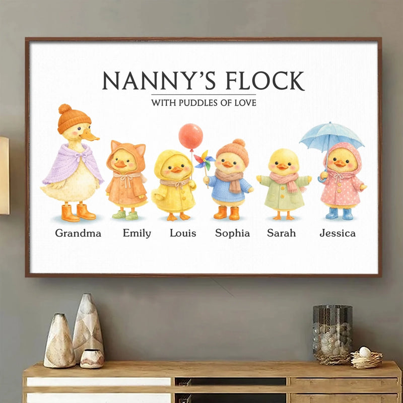 Custom Horizontal Poster - Personalized Mother's Day Birthday Gifts For Mom, Grandma - With All My Ducklings