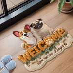 Custom Shaped Doormat - Personalized Birthday Gifts For Dog Lovers, Dog Dad And Mom - Welcome To Our Dog Home