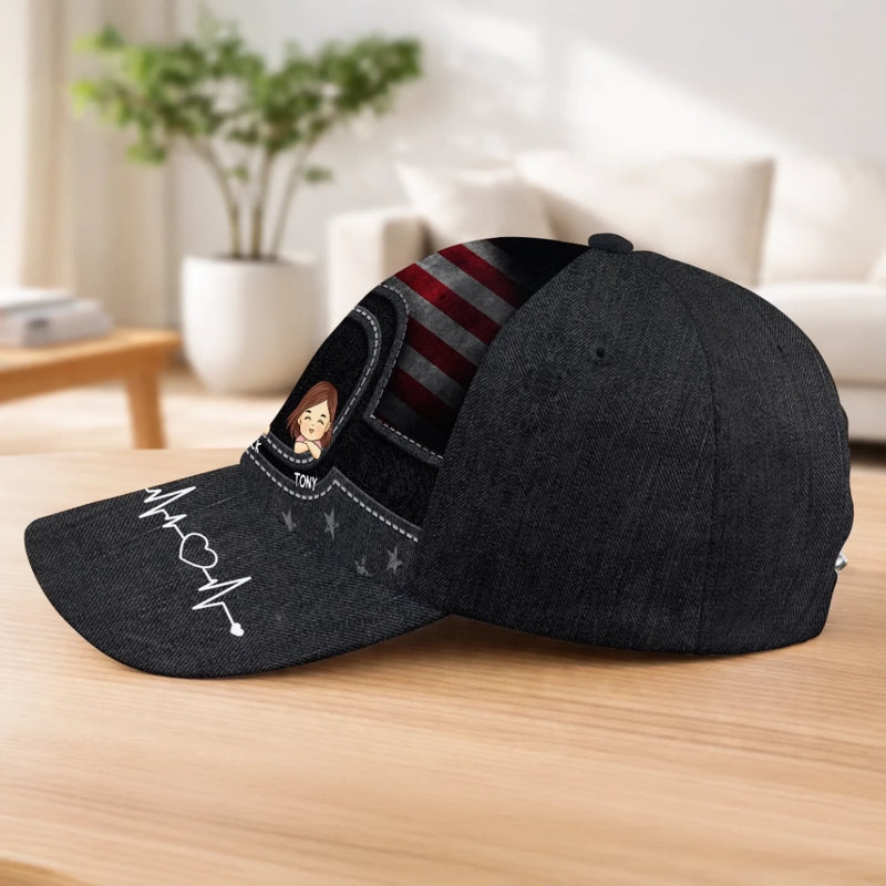 Custom Hat, All Over Print Classic Cap - Personalized 4th Of July Gifts For Dad, Grandpa - Strong And Free