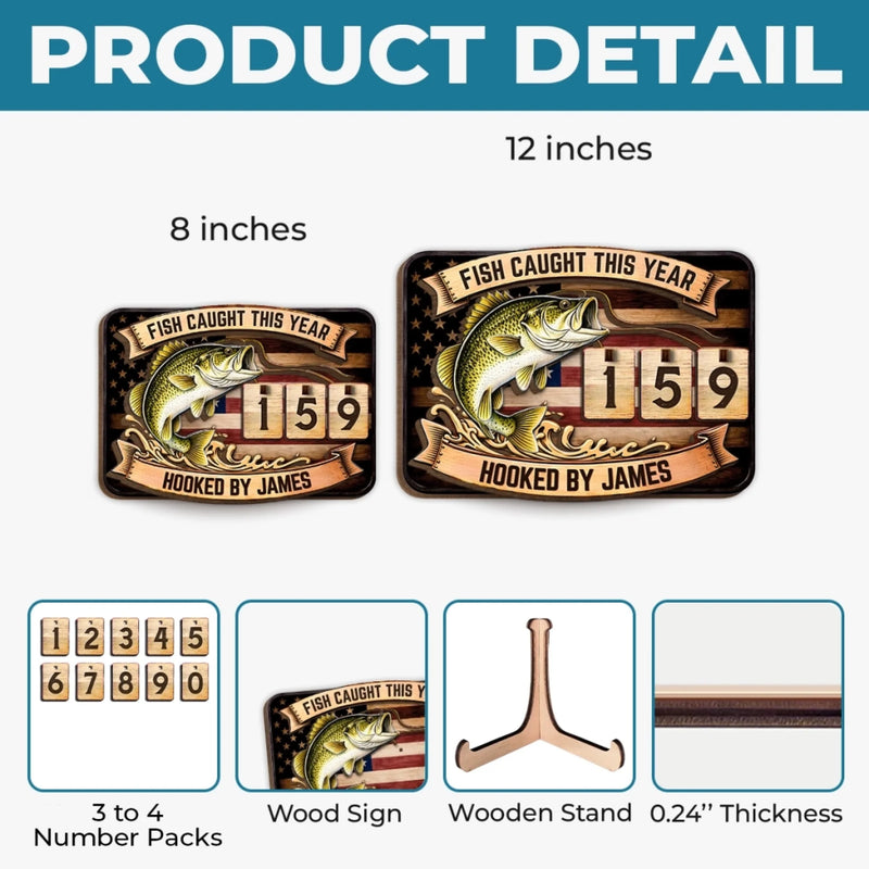 Custom Wooden Tracker Sign - Personalized Birthday Fishing Gifts For Fisherman - Best Fishing Day
