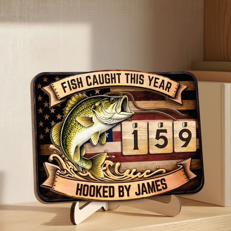 Custom Wooden Tracker Sign - Personalized Birthday Fishing Gifts For Fisherman - Best Fishing Day