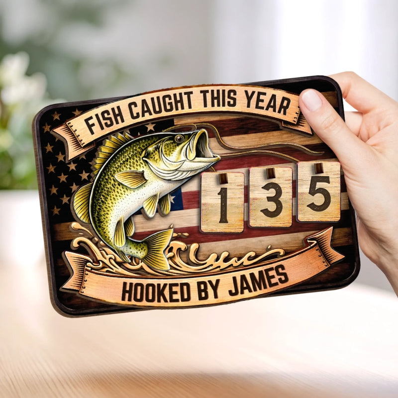 Custom Wooden Tracker Sign - Personalized Birthday Fishing Gifts For Fisherman - Best Fishing Day