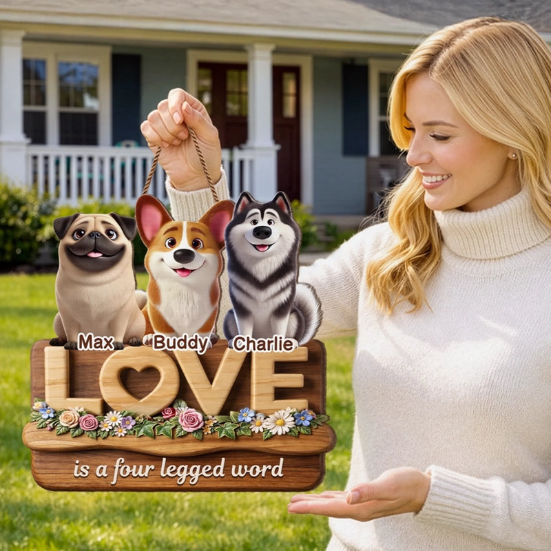 Custom Wood Sign - Personalized Birthday Gifts For Dog Cat Lovers, Dog Dad And Mom, Cat Owners - Happiness Comes Furry