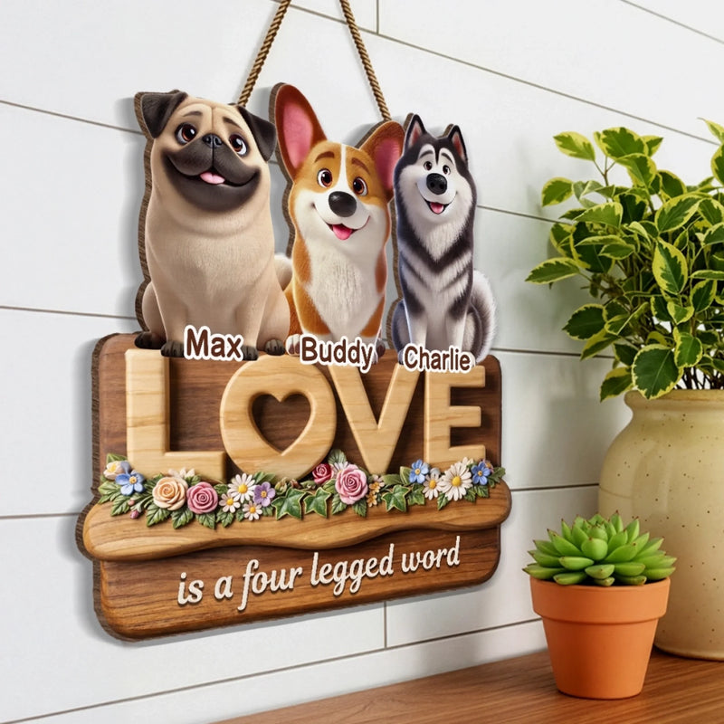 Custom Wood Sign - Personalized Birthday Gifts For Dog Cat Lovers, Dog Dad And Mom, Cat Owners - Happiness Comes Furry