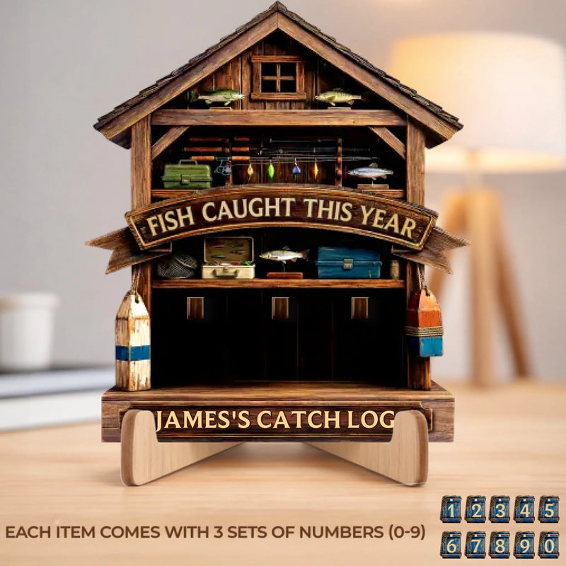 Custom Wooden Tracker Sign - Personalized Birthday Fishing Gifts For Fisherman - Master Angler Log