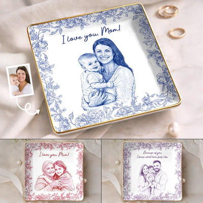 Custom Photo Full-Print Jewelry Dish - Personalized Baby Shower, Gender Reveal Gifts For New Moms, New Parents - First Time Mom Forever Love