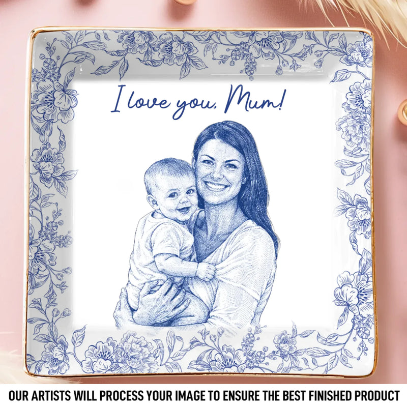 Custom Photo Full-Print Jewelry Dish - Personalized Baby Shower, Gender Reveal Gifts For New Moms, New Parents - First Time Mom Forever Love