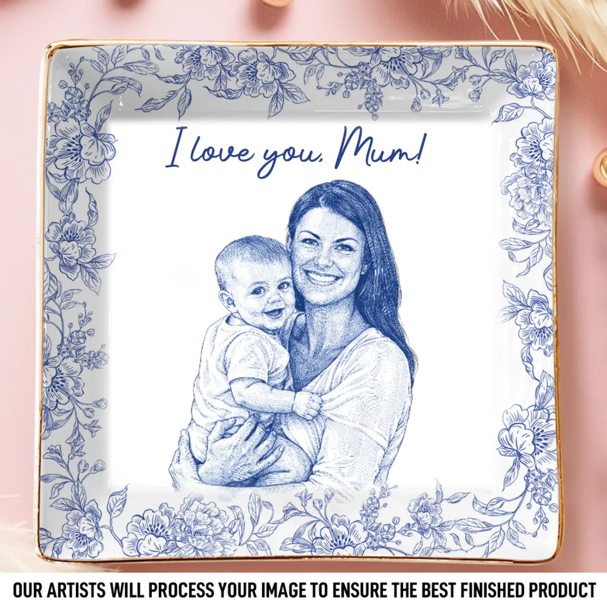 Custom Photo Full-Print Jewelry Dish - Personalized Baby Shower, Gender Reveal Gifts For New Moms, New Parents - First Time Mom Forever Love