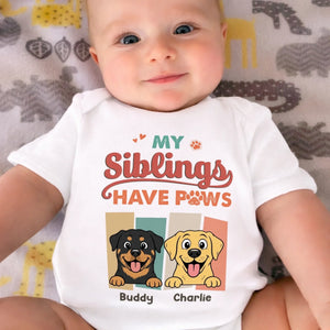 Custom First Mother's Day Baby Onesie - Personalized Baby Shower, Gender Reveal Gifts For New Moms, New Dads, New Parents, Dog Cat Lovers - My Siblings Have Paws