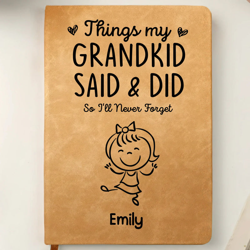 Custom Leather Writing Journal - Personalized Birthday Gifts For Grandma, Grandpa - Grandkids Are Pure Joy