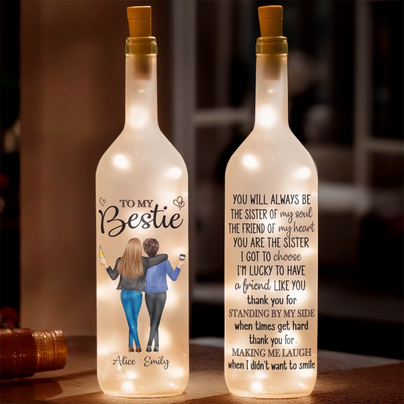 Laughter Is Our Language - Bestie Personalized Custom Bottle Lamp - Gift For Best Friends, BFF, Sisters