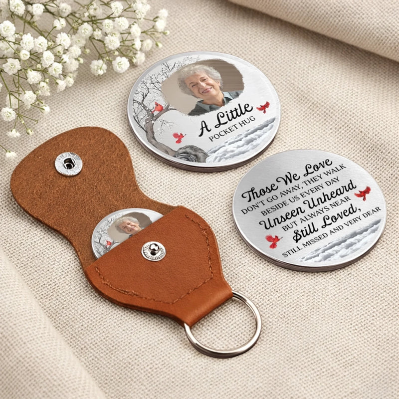 Custom Photo Cardinal Pocket Hug - Personalized Memorial Sympathy Gifts For Loss Of Mom, Dad - Made Just For You