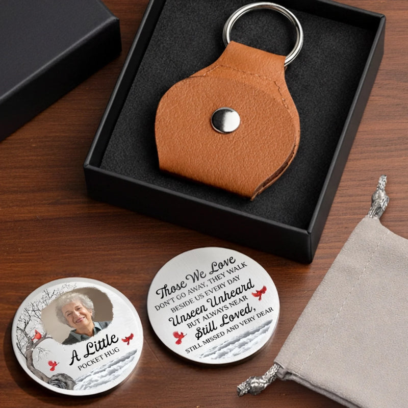 Custom Photo Cardinal Pocket Hug - Personalized Memorial Sympathy Gifts For Loss Of Mom, Dad - Made Just For You