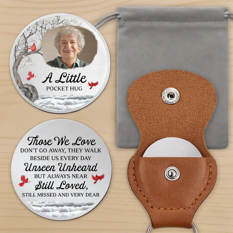 Custom Photo Cardinal Pocket Hug - Personalized Memorial Sympathy Gifts For Loss Of Mom, Dad - Made Just For You