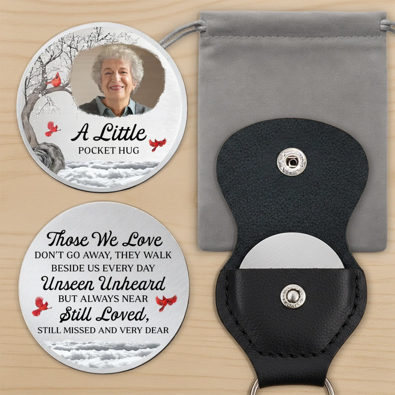 Custom Photo Cardinal Pocket Hug - Personalized Memorial Sympathy Gifts For Loss Of Mom, Dad - Made Just For You