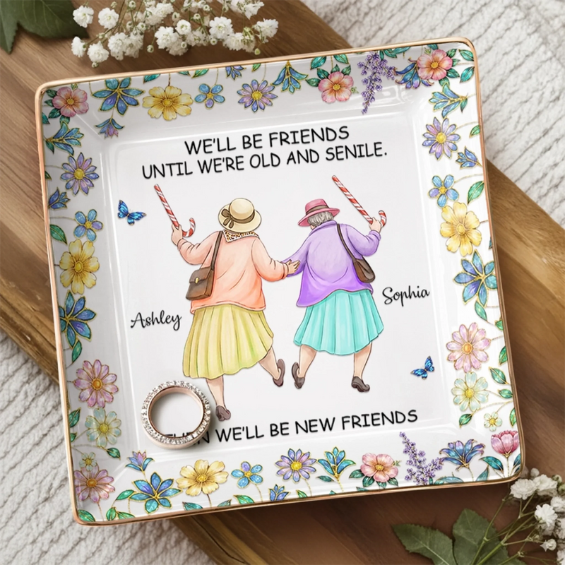 Custom Full-Print Jewelry Dish - Personalized Best Friend Birthday Gifts For Women, Besties, Sisters, BFF  - Besties For A Lifetime