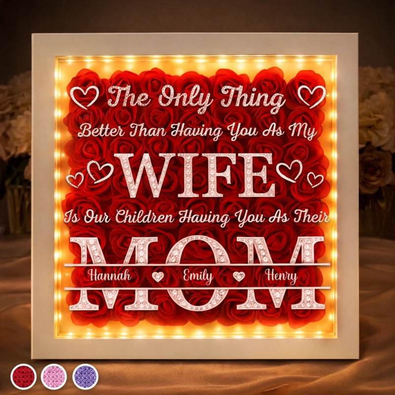 Custom Flower Shadow Box With LED Light - Personalized Anniversary Wedding Gifts For Husband And Wife, Him And Her - You Are My Only One