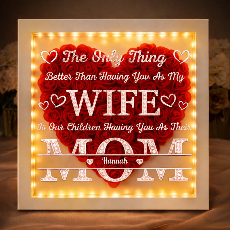 Custom Flower Shadow Box With LED Light - Personalized Anniversary Wedding Gifts For Husband And Wife, Him And Her - You Are My Only One