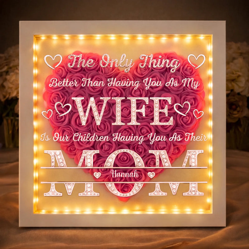 Custom Flower Shadow Box With LED Light - Personalized Anniversary Wedding Gifts For Husband And Wife, Him And Her - You Are My Only One